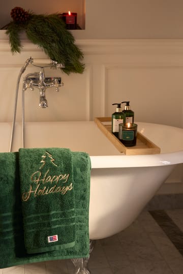 Happy Holidays Juniper biologische handdoek 50x70 cm - Green-Light Beige - Lexington