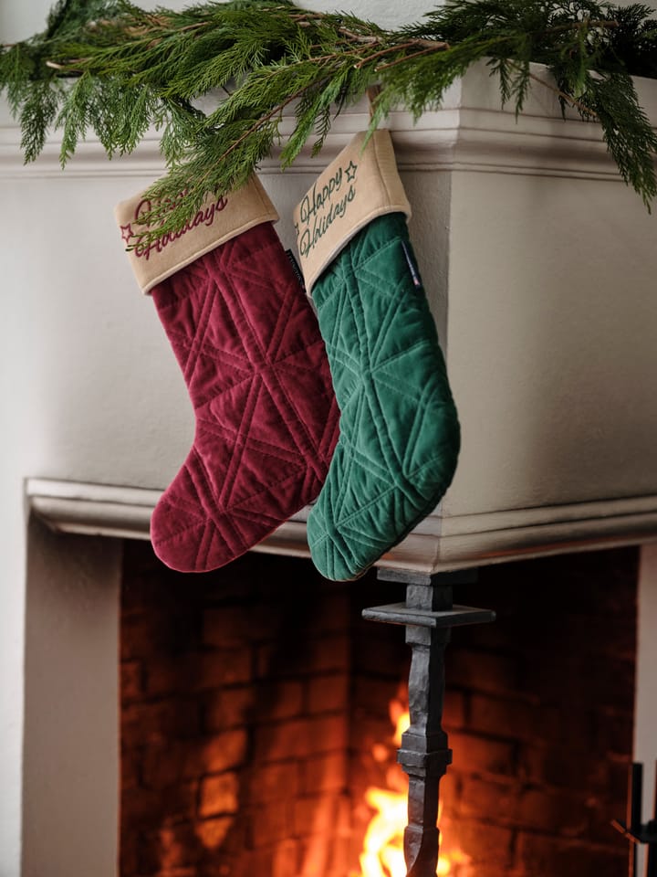 Happy Holidays velvet kerstsok, Groen Lexington