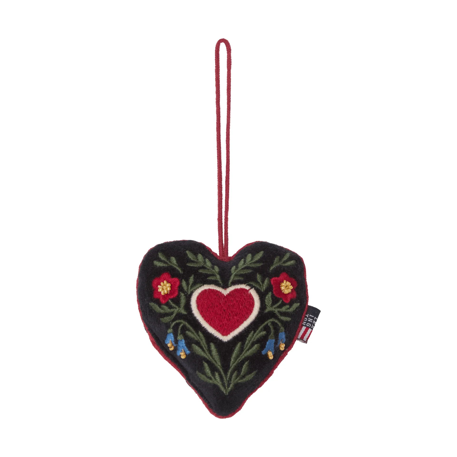 Heart kersthanger van biologisch katoenfluweel, Multi, 13x10x3 cm Lexington