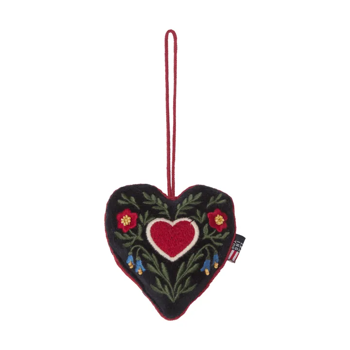 Heart kersthanger van biologisch katoenfluweel - Multi, 13x10x3 cm - Lexington