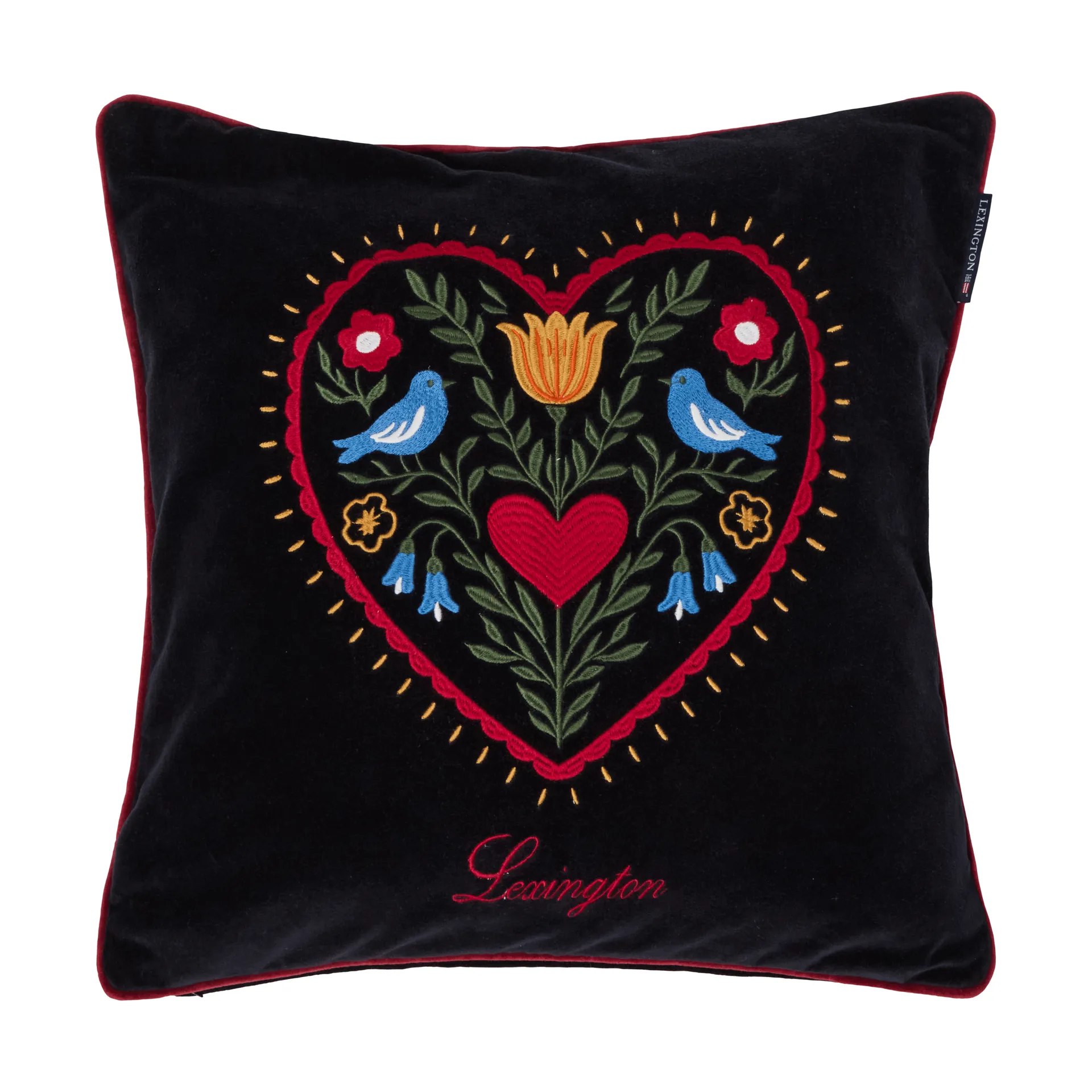 Heart kussenhoes van biologisch katoensatijn, Black-multi, 50x50 cm Lexington