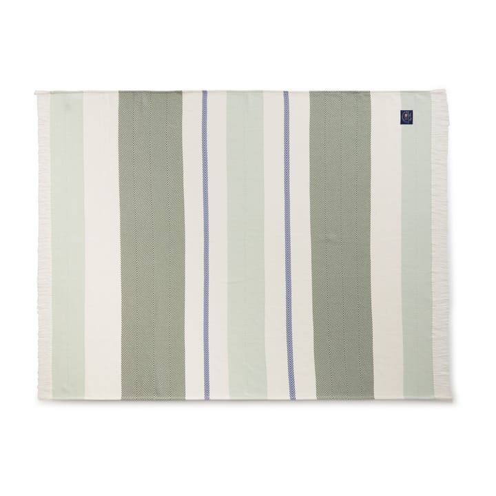 Herringbone Striped Recycled katoenen plaid, Wit-groen Lexington