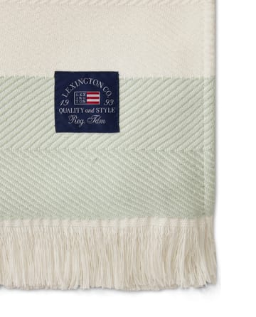 Herringbone Striped Recycled katoenen plaid - Wit-groen - Lexington