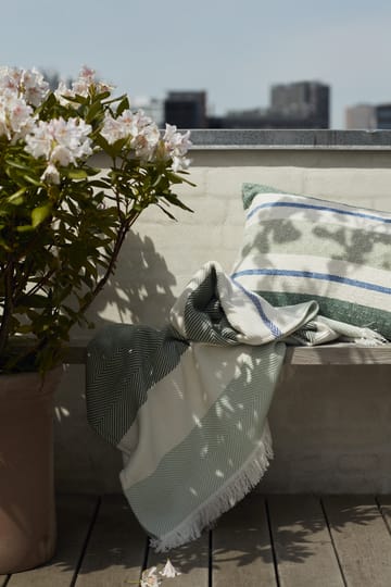 Herringbone Striped Recycled katoenen plaid - Wit-groen - Lexington