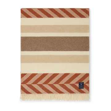Herringbone Striped Recycled Wool plaid 130x170 cm - Copper-brown - Lexington