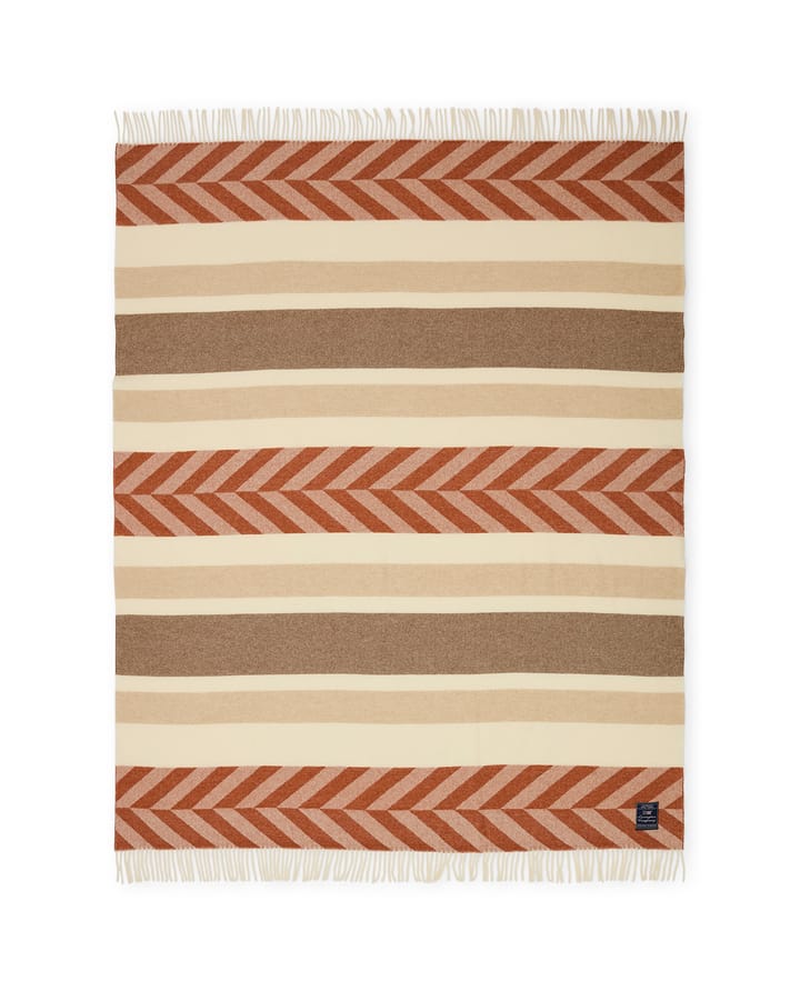 Herringbone Striped Recycled Wool plaid 130x170 cm, Copper-brown Lexington