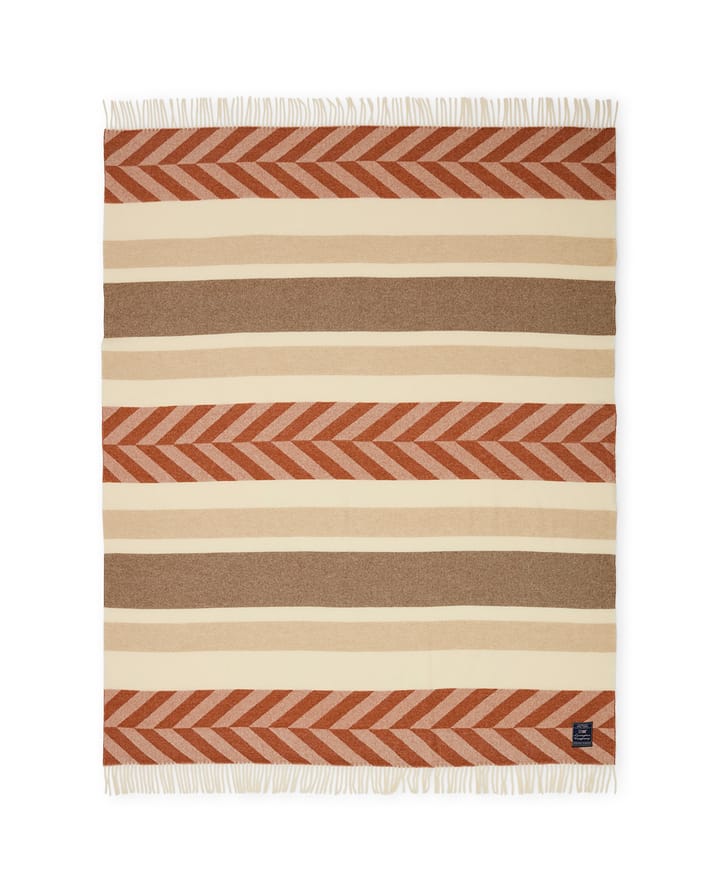 Herringbone Striped Recycled Wool plaid 130x170 cm - Copper-brown - Lexington