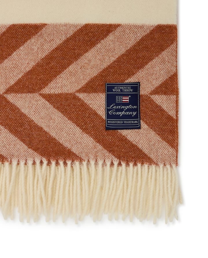 Herringbone Striped Recycled Wool plaid 130x170 cm, Copper-brown Lexington