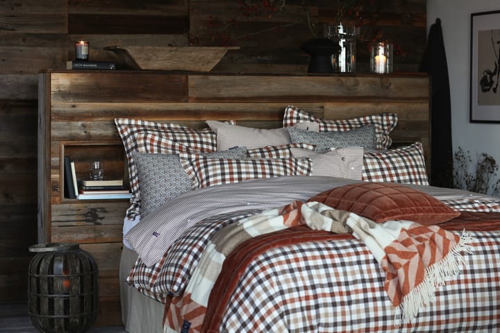 Herringbone Striped Recycled Wool plaid 130x170 cm, Copper-brown Lexington