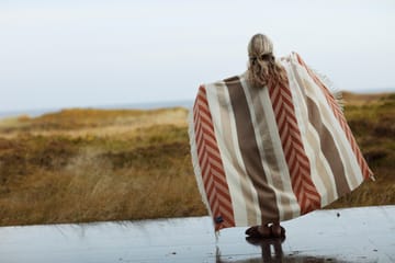 Herringbone Striped Recycled Wool plaid 130x170 cm - Copper-brown - Lexington