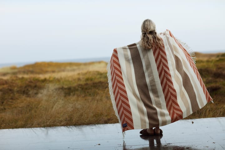 Herringbone Striped Recycled Wool plaid 130x170 cm, Copper-brown Lexington