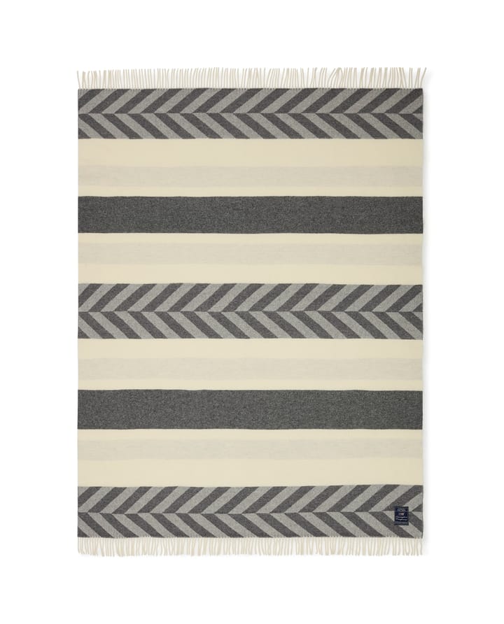 Herringbone Striped Recycled Wool plaid 130x170 cm, Gray-off white Lexington