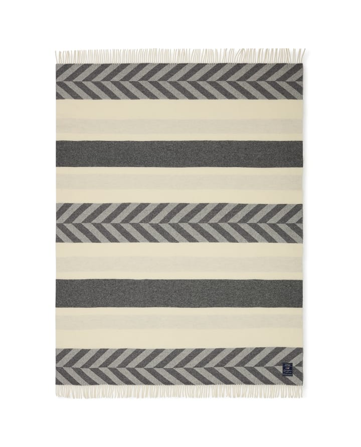 Herringbone Striped Recycled Wool plaid 130x170 cm - Gray-off white - Lexington