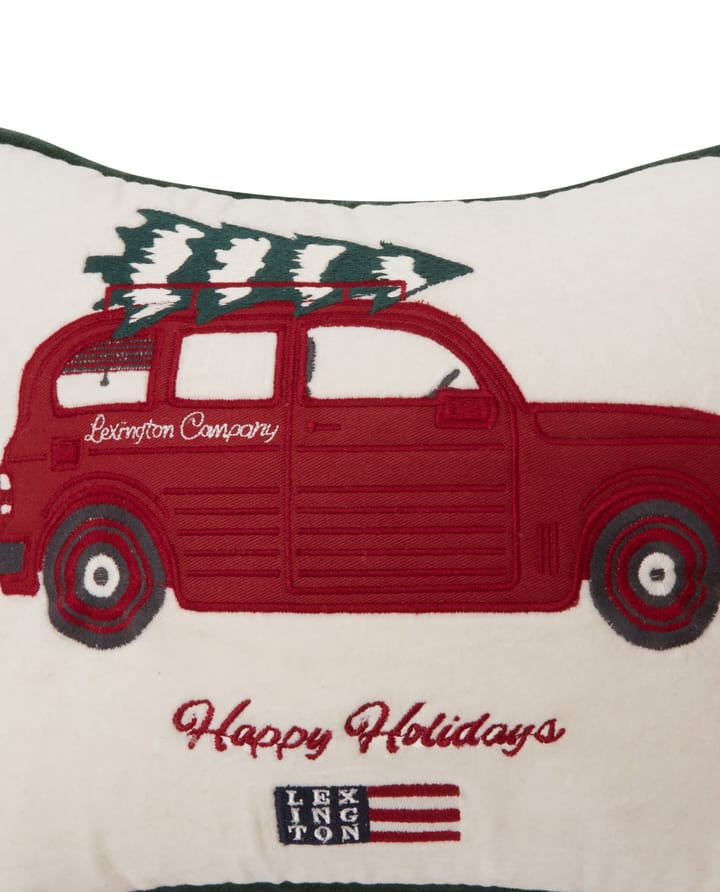 Holiday Car Organic Cotton Velvet kussen 30x40 cm - White-red multi - Lexington