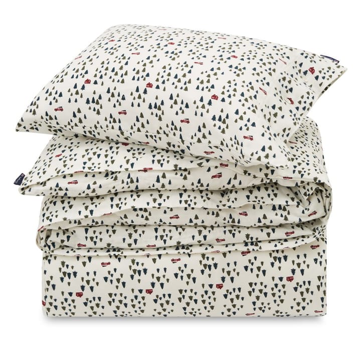 Holiday Printed Cotton Flannel beddengoedset - Wit-groen - Lexington