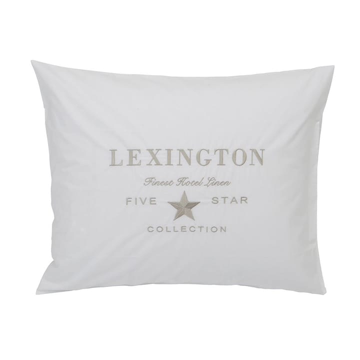 Hotel Embroidery kussensloop 50x60 cm - Wit-lichtbeige - Lexington