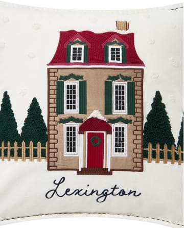 House biologisch fluwelen katoen kussensloop 50x50 cm - White-multi - Lexington