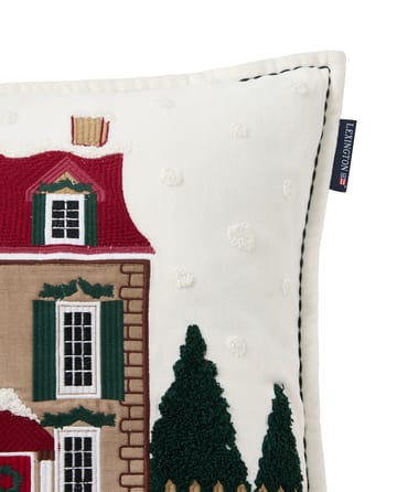 House biologisch fluwelen katoen kussensloop 50x50 cm - White-multi - Lexington