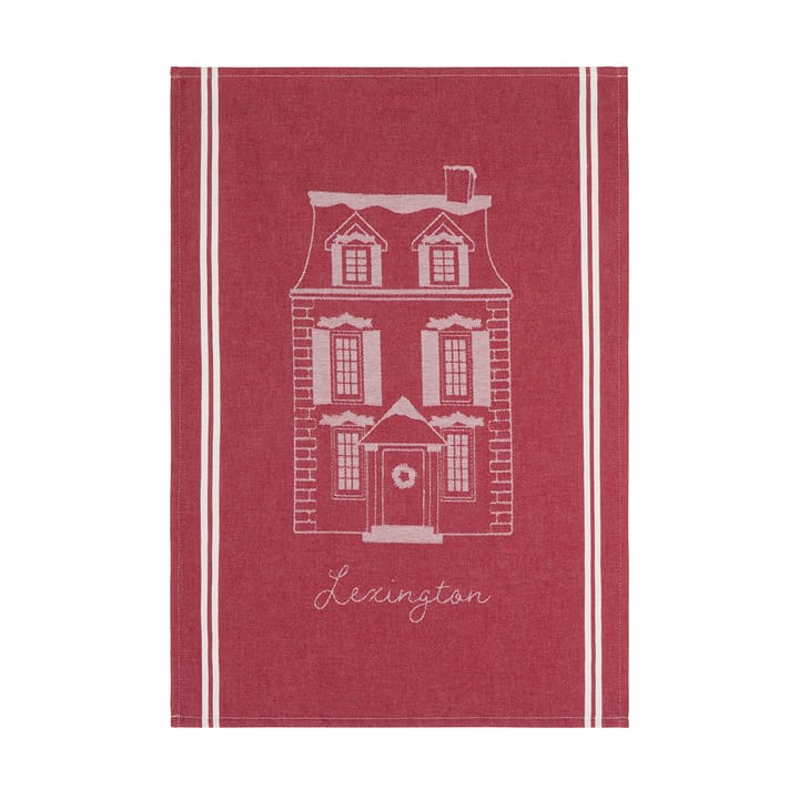 House biologische katoen keukendoek 50x70 cm - Red-white - Lexington