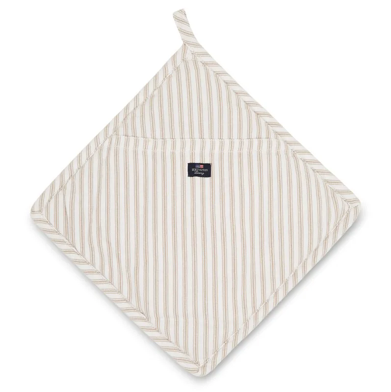 Icons Herringbone Striped pannenlap, Beige-white Lexington