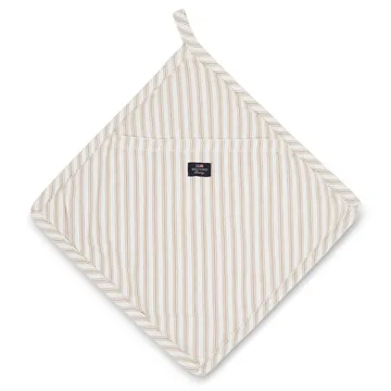 Icons Herringbone Striped pannenlap - Beige-white - Lexington