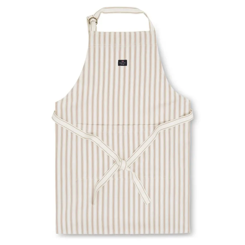 Icons Herringbone Striped schort, Beige-white Lexington