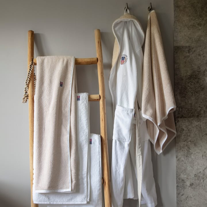 Icons Original Striped badhanddoek 70x130 cm, White-tan Lexington