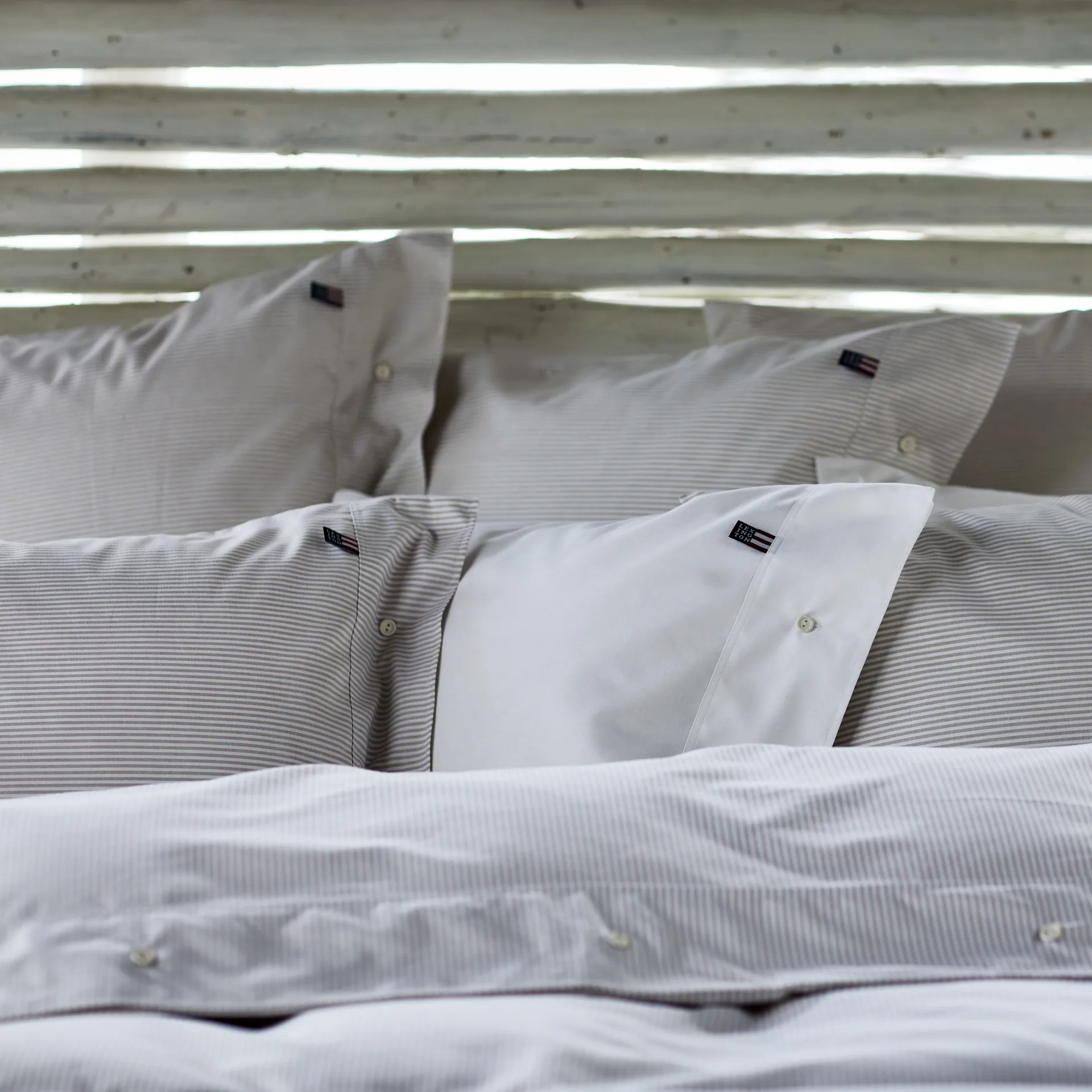 Icons Pin Point dekbedovertrek 220x220 cm, Beige-white Lexington