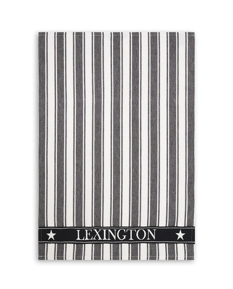 Icons Striped keukendoek Waffle 50x70 cm, Zwart-wit Lexington