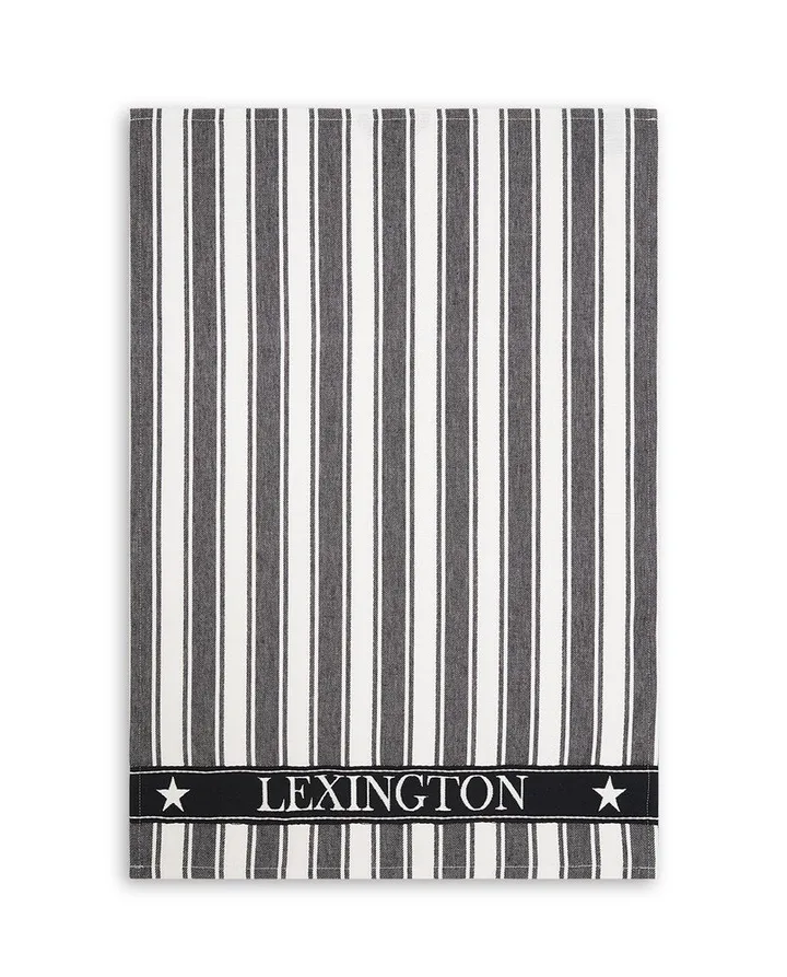 Icons Striped keukendoek Waffle 50x70 cm - Zwart-wit - Lexington