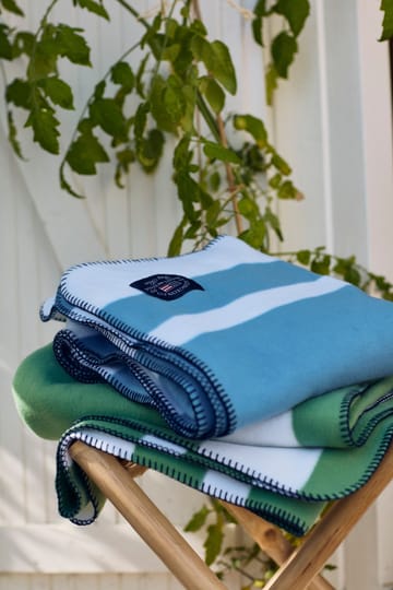 Irregular Striped Fleecedeken 130x170 cm - Blue-White - Lexington