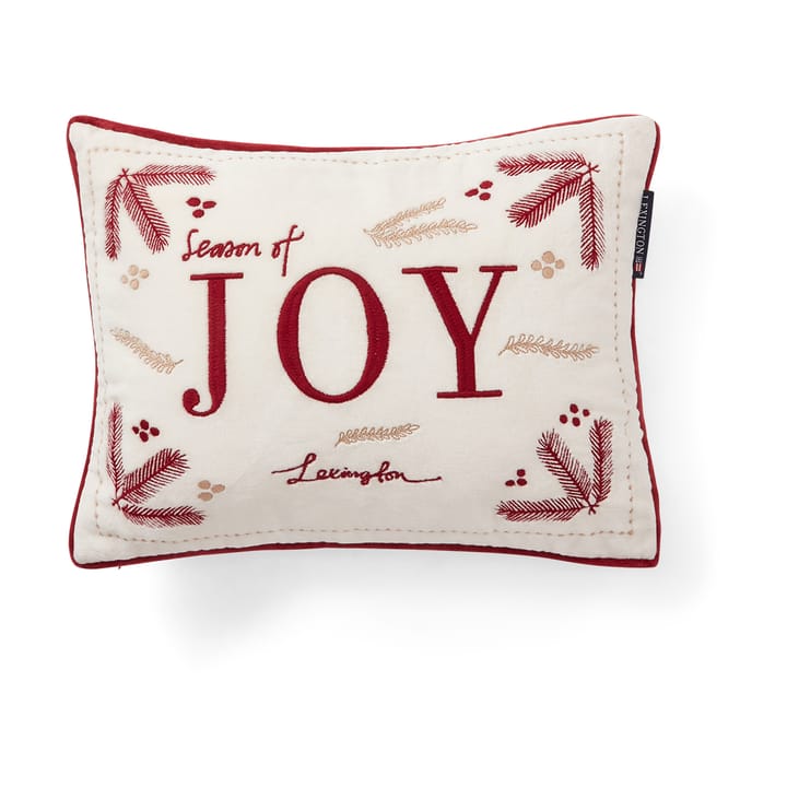 Joy organic cotton velvet kussen 30x40 cm - Wit-rood - Lexington