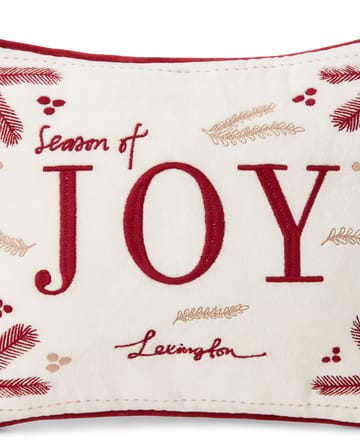 Joy organic cotton velvet kussen 30x40 cm - Wit-rood - Lexington
