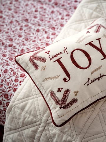 Joy organic cotton velvet kussen 30x40 cm - Wit-rood - Lexington