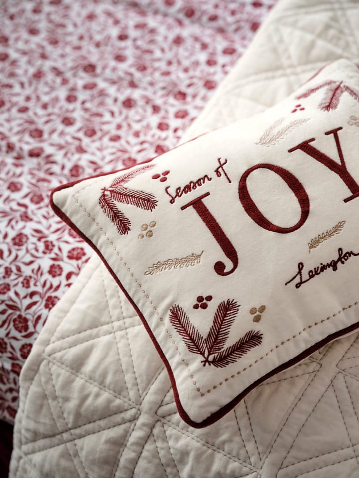 Joy organic cotton velvet kussen 30x40 cm, Wit-rood Lexington