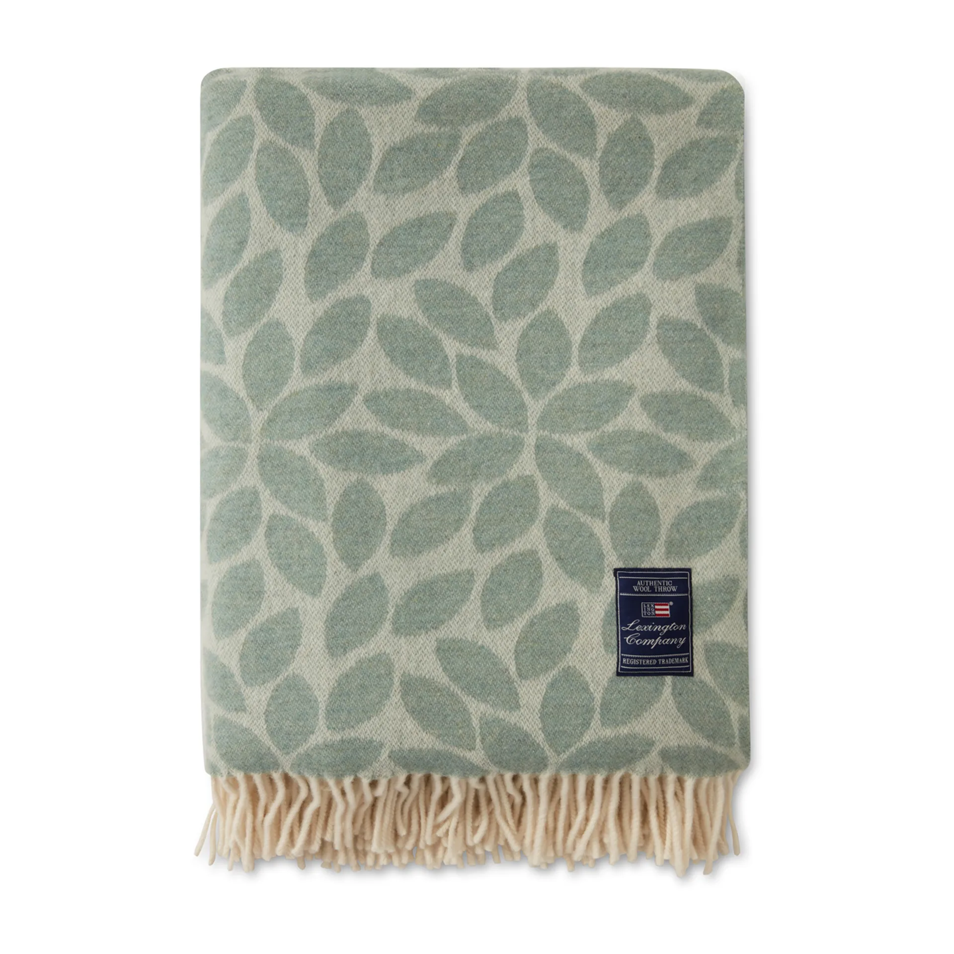 Leaves Recycled Wool Jacquard wollen plaid 130x170 cm, Groen Lexington