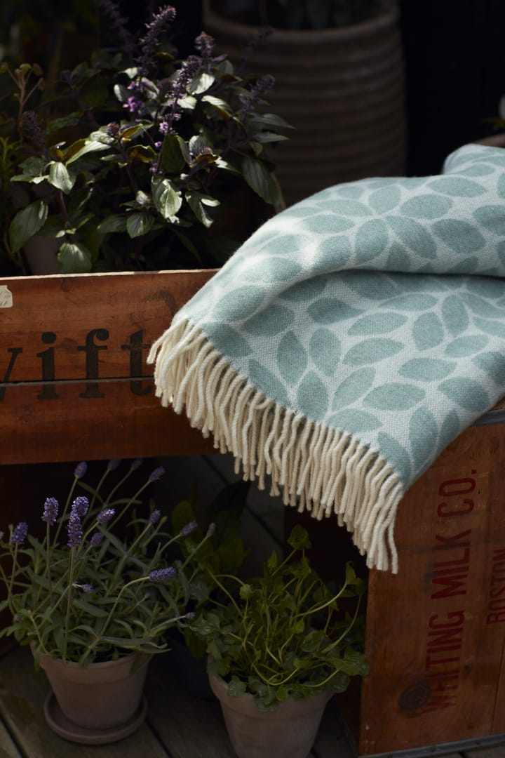 Leaves Recycled Wool Jacquard wollen plaid 130x170 cm, Groen Lexington