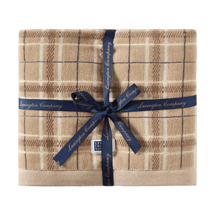 Lexington checked handdoek, set van 2 - Beige-gray - Lexington