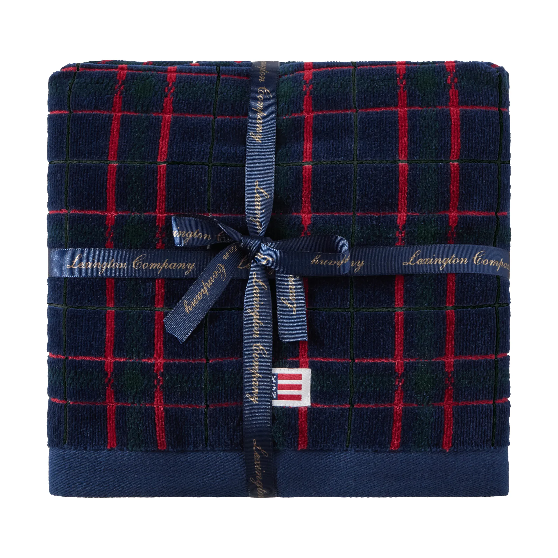 Lexington checked handdoek, set van 2, Navy-green, 50x70 cm Lexington
