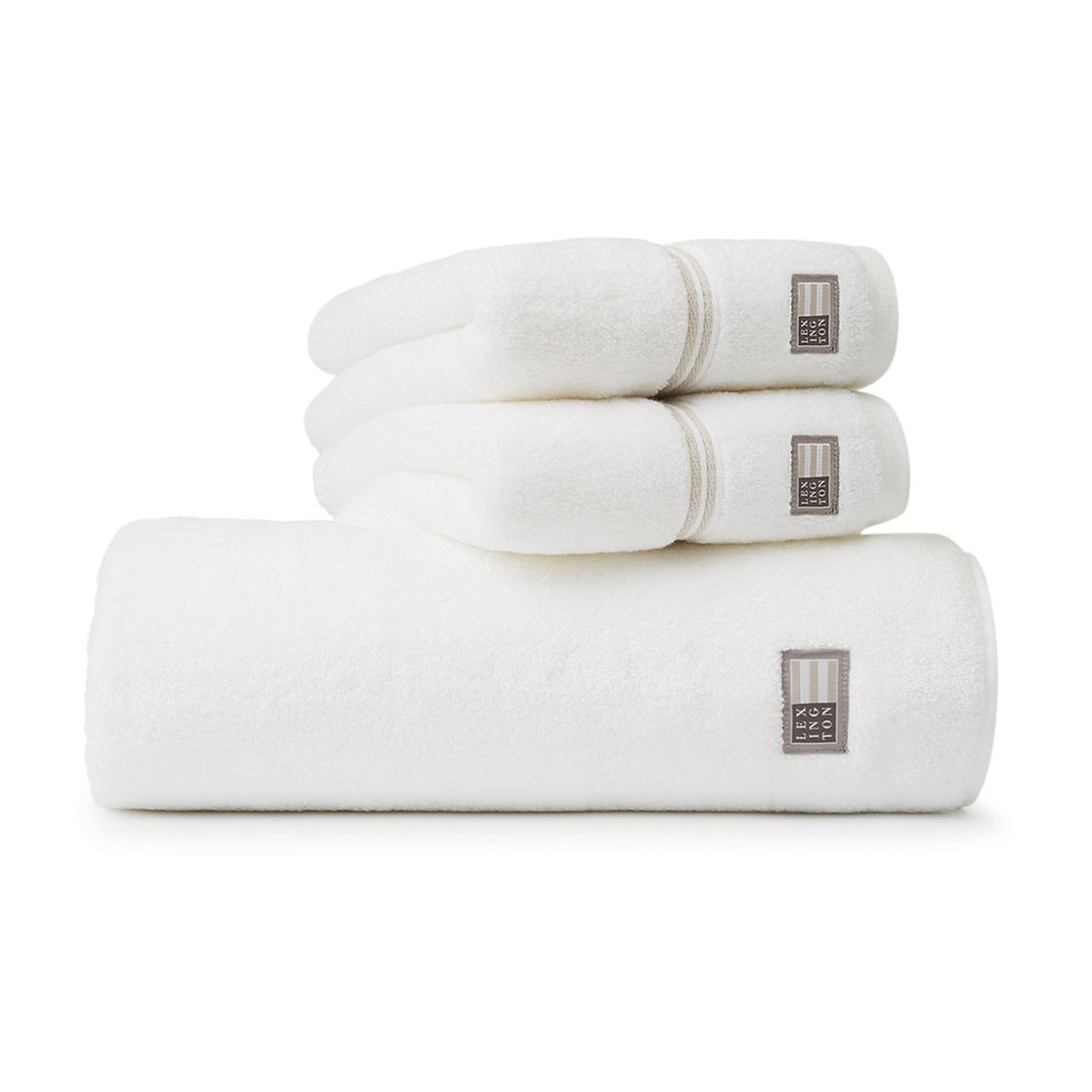 Lexington Hotelhanddoek 50x100 cm Wit-beige | Scandinavisch Interieur | Badhanddoeken | Wit