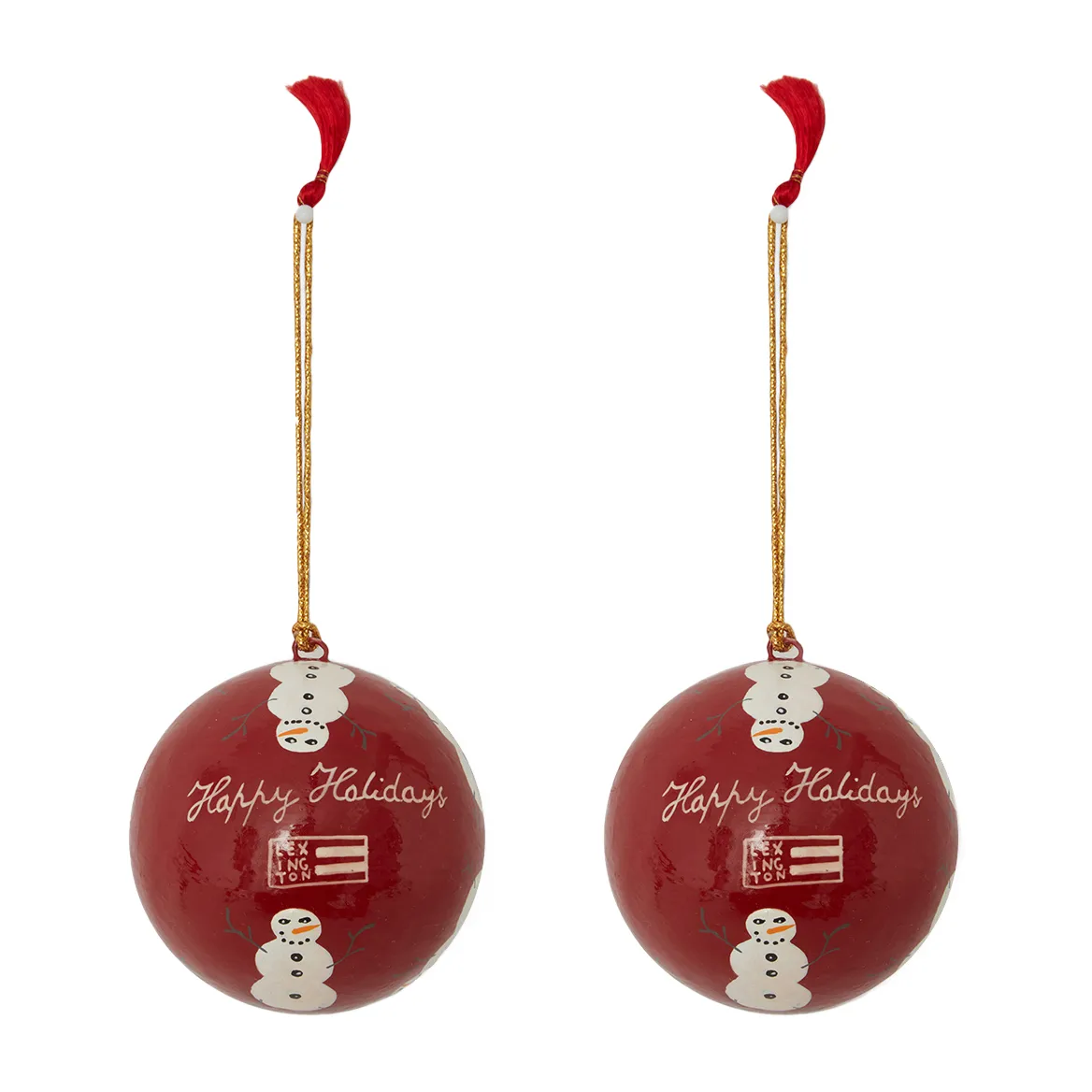 Lexington papier maché kerstbal 2-pack, Red-white Lexington