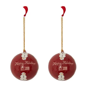 Lexington papier maché kerstbal 2-pack - Red-white - Lexington