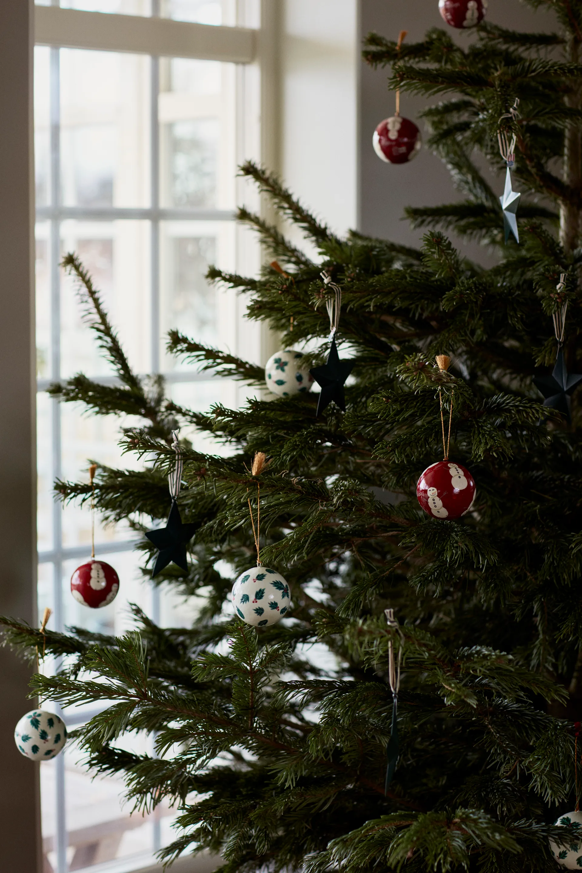 Lexington papier maché kerstbal 2-pack, Red-white Lexington