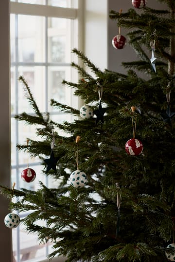 Lexington papier maché kerstbal 2-pack - Red-white - Lexington
