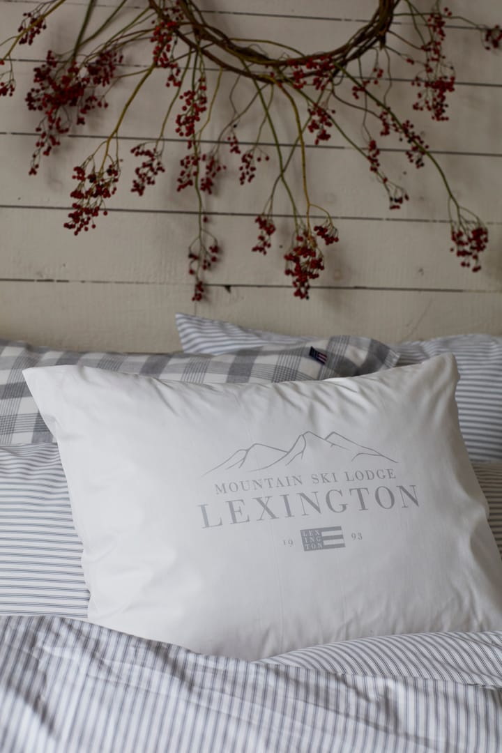 Lexington Printed Cotton Poplin kussensloop 50x60 cm, White-light gray Lexington