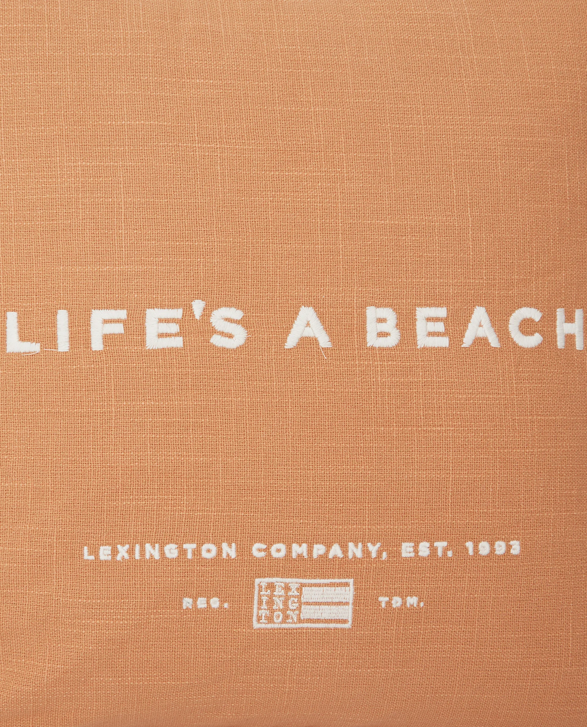 Life's A Beach Embroidered kussenhoes 50x50 cm, Beige-wit Lexington