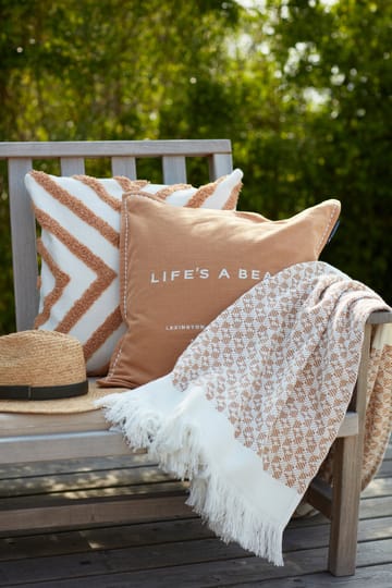 Life's A Beach Embroidered kussenhoes 50x50 cm - Beige-wit - Lexington