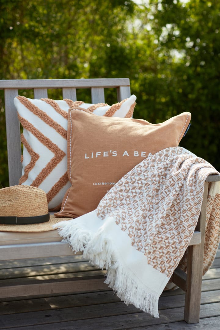 Life's A Beach Embroidered kussenhoes 50x50 cm - Beige-wit - Lexington