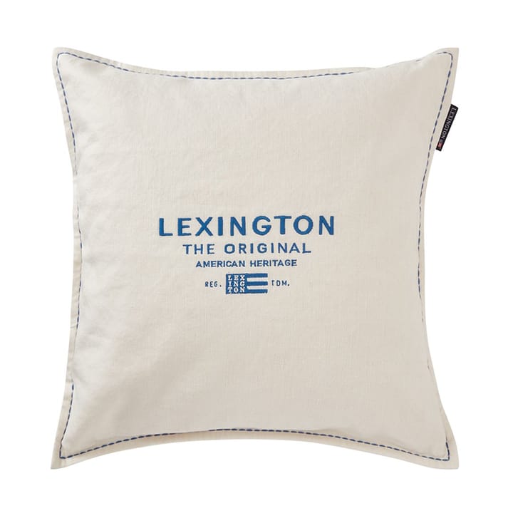 Logo Embroidered Linen/Cotton kussenhoes 50x50 cm - White - Lexington