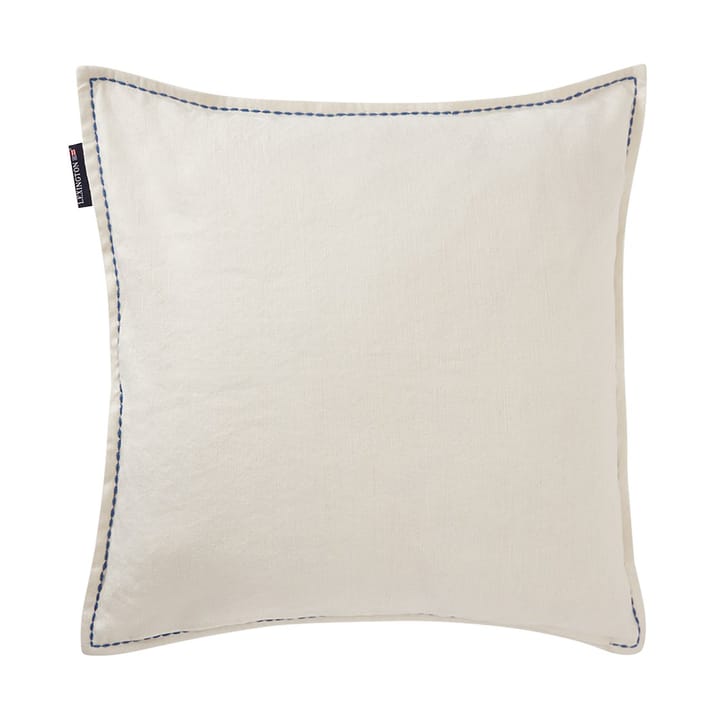 Logo Embroidered Linen/Cotton kussenhoes 50x50 cm, White Lexington